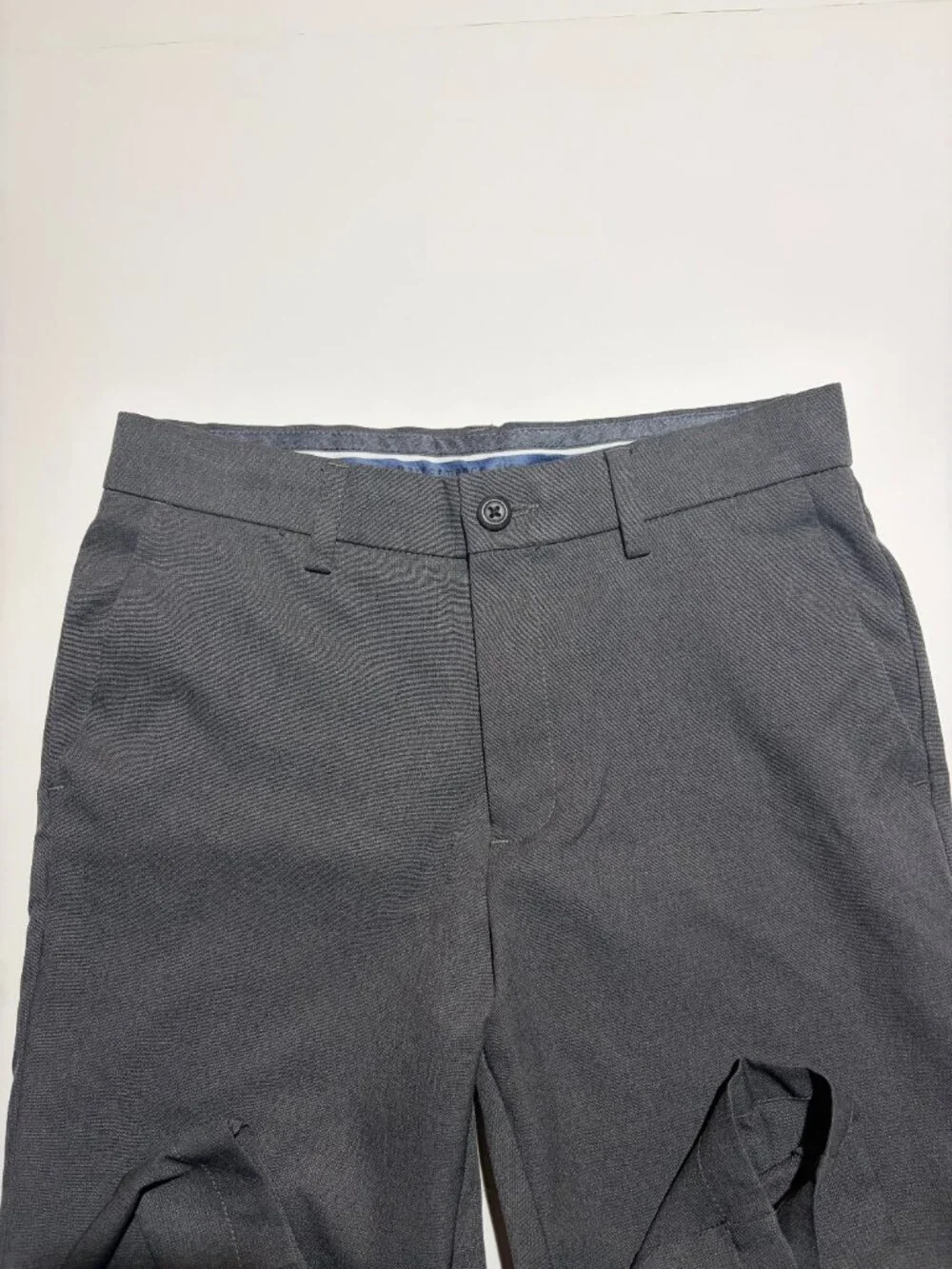 Tailored straight-leg gray dress pants by Hagger.